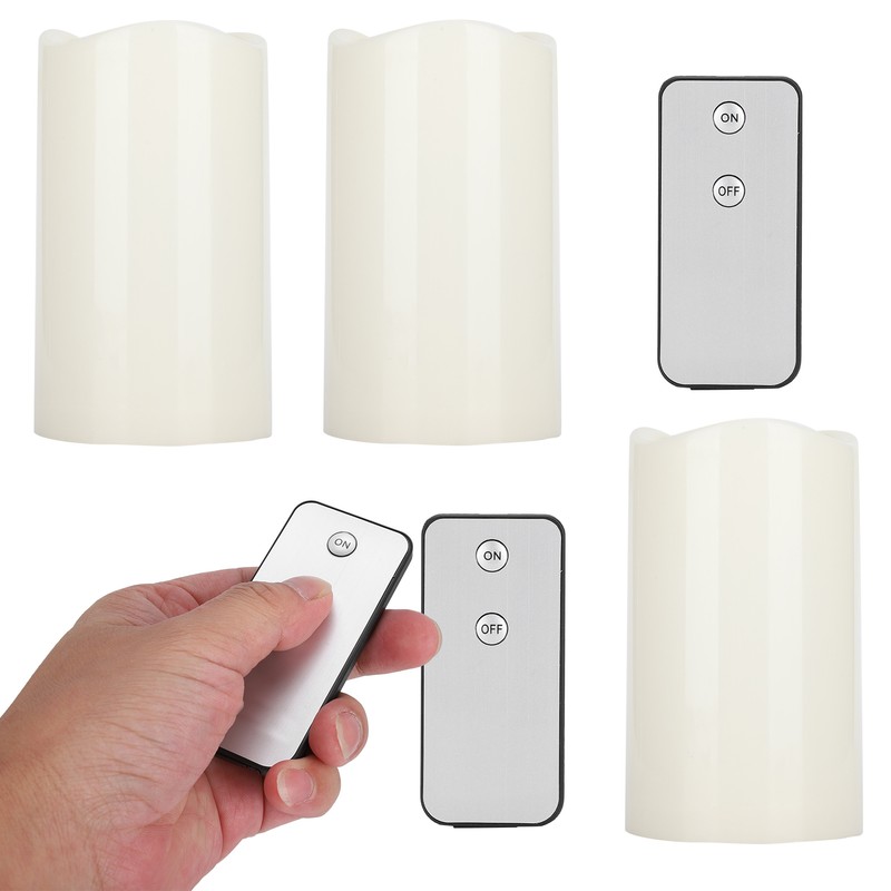 3pcs Electronic LED Candles Plastic Flameless Flickering Pillar Fake Candles