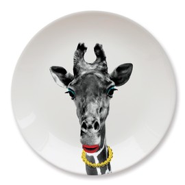 Mustard M12006D Flat plate round Wild dining giraffe Gina Ceramics White D23 x H2 cm