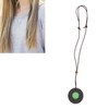 Volcanic Lava Energy Stone Pendant Green Core Promote Circulation Adjustable