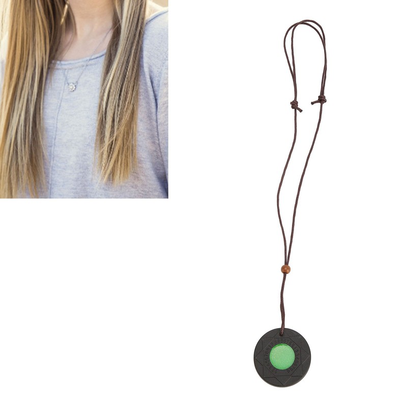 Volcanic Lava Energy Stone Pendant Green Core Promote Circulation Adjustable