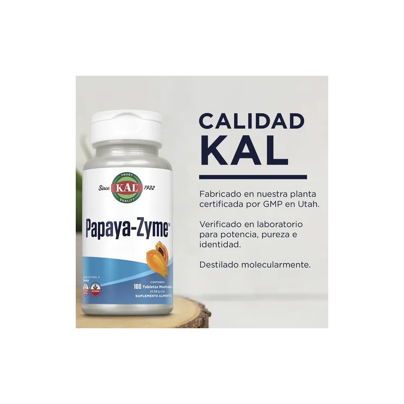 Kal Papaya-zyme Enzimas Digestivas 100 Masticables