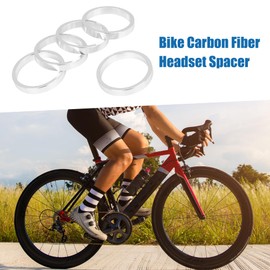 A ABSOPRO 5mm Bike Bicycle Headset Spacer 11/8inch Stem Silver Tone Set of 5