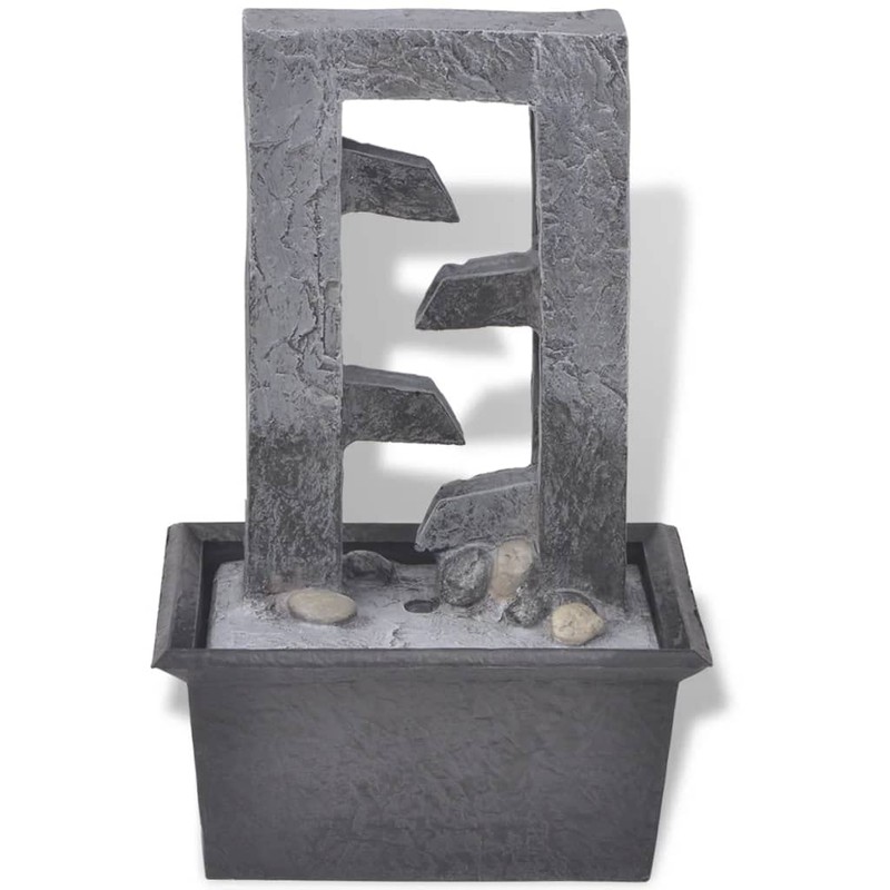 vidaXL Zimmerbrunnen mit LED Beleuchtung Polyresin Dekobrunnen Springbrunnen