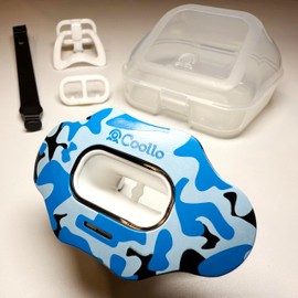 COOLLO SPORTS Football Mouth Guard Lip Guard 3-in-1 Transformer Pacifier Football Sports Lip Protector for Adults & Youth USA Flag & Fangs Mouthpiece (Case Included) (Camo -Blue (Two Layers))