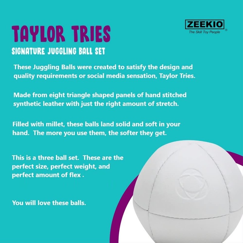 Taylor Tries Signature Pro Series Juggling Balls- Professional 8 Panel