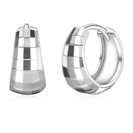 PABBEU Silver Hoops Earrings for Women 10MM Small Silver Huggie Hoop Earrings Lightweight Thick 925 sterling silver Hoop Earrings Hypoallergenic Silver Oval Hoop Earrings for Women Gift