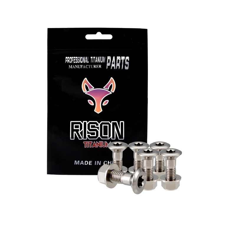 RISON-Titanium Set of 6 Titanium Chainring Bolts M8, Pinion Screws