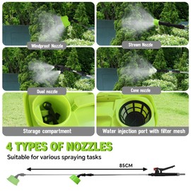 Battery Powered Backpack Sprayer 5.2 Gallon, Compatible with Ma-Kita 18V, 100 PSI Electric Garden Sprayer with 18V 1.8Ah Battery & 4 Nozzles, for Weeding, Spraying & Cleaning(No Battery)