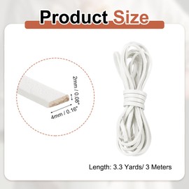 uxcell Flat Leather Cord, 3.3 Yard 3mm Leather String Strips Lacing for DIY Crafts Making Bracelet Purse Strap, Pure White