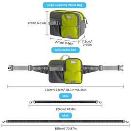 ETACCU Dog Running Lead - Hands Free Dog Lead with Waist Walking Belt, Durable 2 Handles for Walking, Reflective Shock Absorbing 120-180cm (Green)