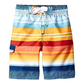 Kanu Surf Victor Stripe - Bañador Corto de Secado rápido para niños, Azul Marino/Anaranjado, X-Large (18/20)