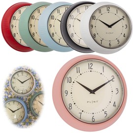 LS-LebenStil Vintage Metal Wall Clock Black 23 cm Kitchen Clock Office Clock Retro Look