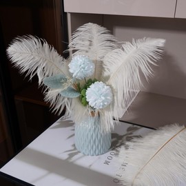 Shekyeon Piuma di struzzo fai da te, 40-45 cm, confezione da 10 (avorio)
