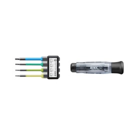ANEX Precision Hex Robe Screwdriver Set, Set of 4 Bits (T5/T6/T8/T10), No Magnet, No. 3610-S1 [For Precision Hex Lobe Screwdriver for Computers, Etc.)