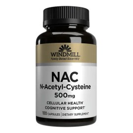 N-Acetilcisteína (NAC) Windmill ES 500 mg Cápsulas para Bienestar Respiratorio y Detox                                                                