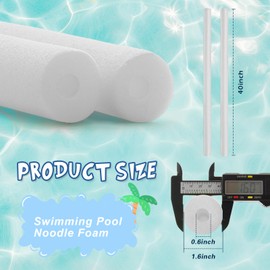 Hollowfly 2 Pcs Pool Noodles Floating 40 x 1.6 inches Pool Noodles Foam Tube Large Hollow Floating Training Device Swimming Craft Projects Padding Bumper(White)