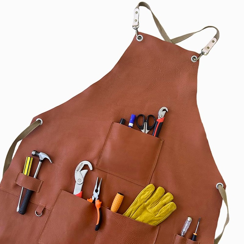 OLSON DEEPAK Leather Welding Work Apron with Tools Pockets,Heavy Duty