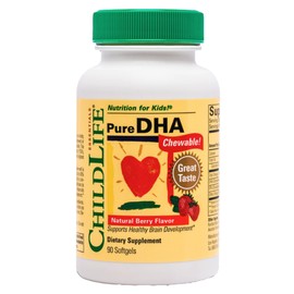 CHILDLIFE ESSENTIALS Pure DHA for Kids - DHA Supplements, DHA EPA Omega 3 Supplement, Children DHA Chewables, Baby DHA, Fish Oil for Toddlers, Gluten Free - Natural Berry, 90 Softgels (Pack of 1)