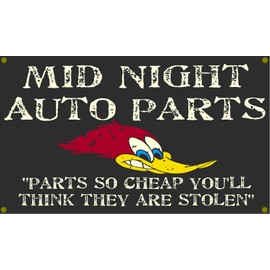 Mid Night Auto Parts Garage Banner Man Cave Banner Hot Rod Rat Rod