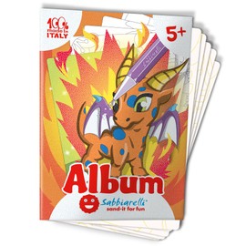 Sabbiarelli Sand-it For Fun - Album Dragons: 5 Drawings to Colour with Sand (not included), Game for Children from 5 Years