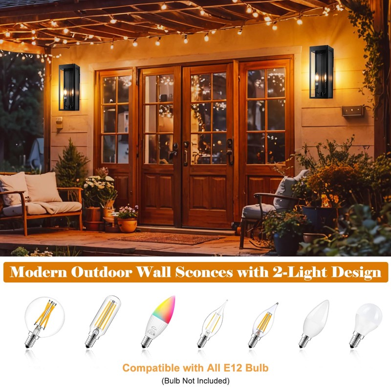 Sparluvix Outdoor Wall Lights 16 Inch Large, 2 Pack Black