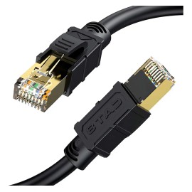 Anewhyl Cable Red Cat 8 Rj45 Sftp Ethernet 40gbps Negro 5 Metros excelente Rendimiento Y Estabilidad En La Conexión A Internet Incluye Clavos Y Cople Lo Que Facilita Su Instalación Y Extensión