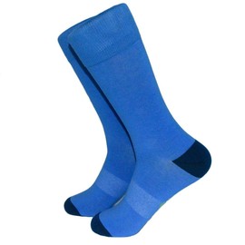 SummerTies Solid Blue with Navy Toe & Heel Mens Dress Socks