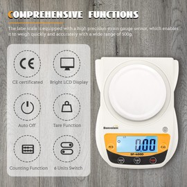 Bonvoisin Digital Lab Scale 600g x 0.01g Precision Electronic Scale LCD Display Analytical Balance Jewelry Scale Scientific Scale 0.01g Accuracy (Orange and Black)