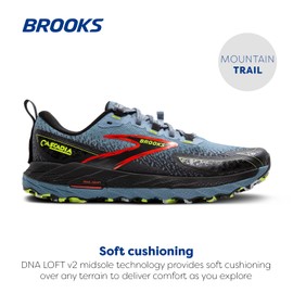 Brooks Men’s Cascadia 18 Mountain Trail Running Shoe - Citadel/Ebony/Lime - 10 Wide