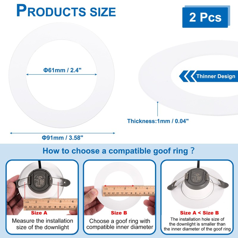 PATIKIL GOOF Metallic Trim Ring, 2 Pieces 91mm OD 61mm