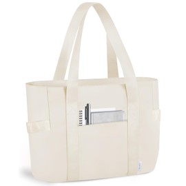 Prite Laptop Tote Bag for Women Waterproof Shoulder Bag with 16 Inch Computer Compartment for Work School Travel Purple, Beige N