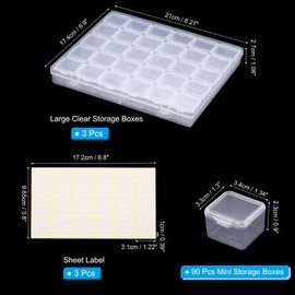 PATIKIL 8x7x1.1inch Bead Storage Containers Box, 3 Set Include Plastic Organizer Container with Hinged Lid, Label Sticker, Mini Storage Box for Bead Jewelry Making Art Craft