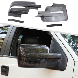 Jimen Compatible with Ford F150 2009-2014, 4PCS Outside Car Full Mirror Cap Covers (Carbon Fiber)