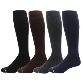 4 Pairs Mens Dr. Motion 8-15 Mmhg Graduated Support Mild Compression Knee High Socks (All Solid Mix)