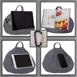 Rooms By Me Ash Tablet Stand Cushion for Tablets, eReaders, Smartphones and Books with Accesories Pocket | UK Made | Over 50 Designs