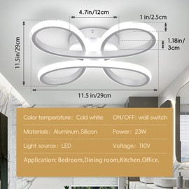 ADISUN Modern LED Ceiling Light, 6000K Silver Semi Flush Mount Ceiling Lights for Hallway, Modern Lamps for Living Room Bedroom Corridor Aisle Hallway Indoor Ceiling Lamp (L14.56*W14.56*H1.18)