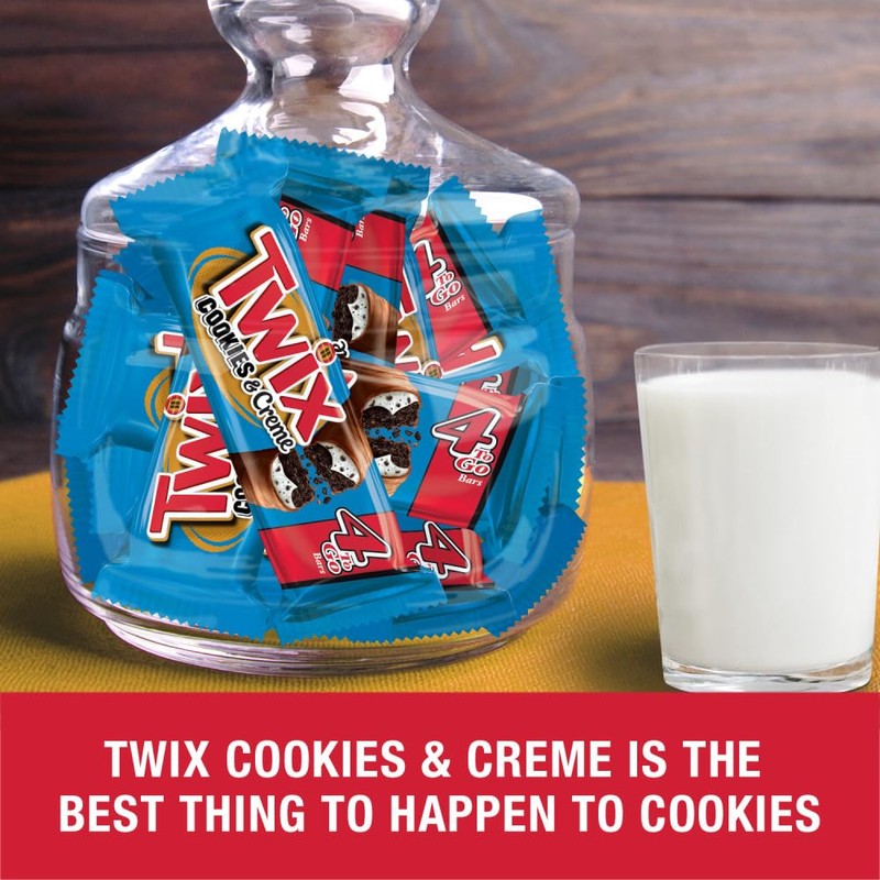 TWIX Cookies & Creme Chocolate Cookie Bar Candy, 4 To