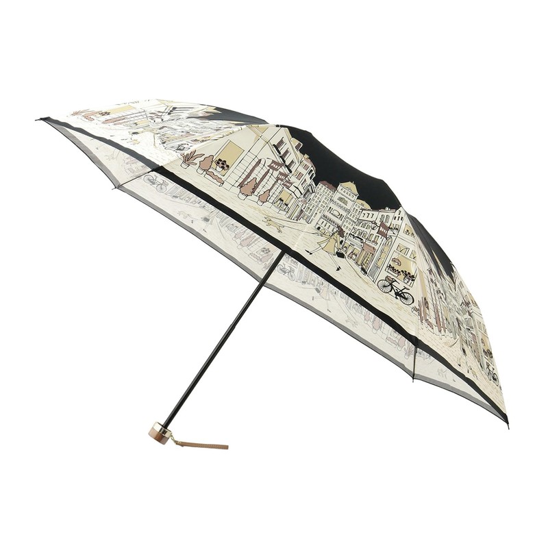 Moonbat (Dax) Rain Umbrella, Folding Umbrella, Satin, Cityscape 21-125-11109-02, Black,
