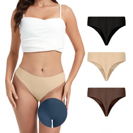 OVRUNS Camel Proof Thong High Waist Camel Cover Underwear No Show Camel Proof Concealer Panties for Women 3 Pack