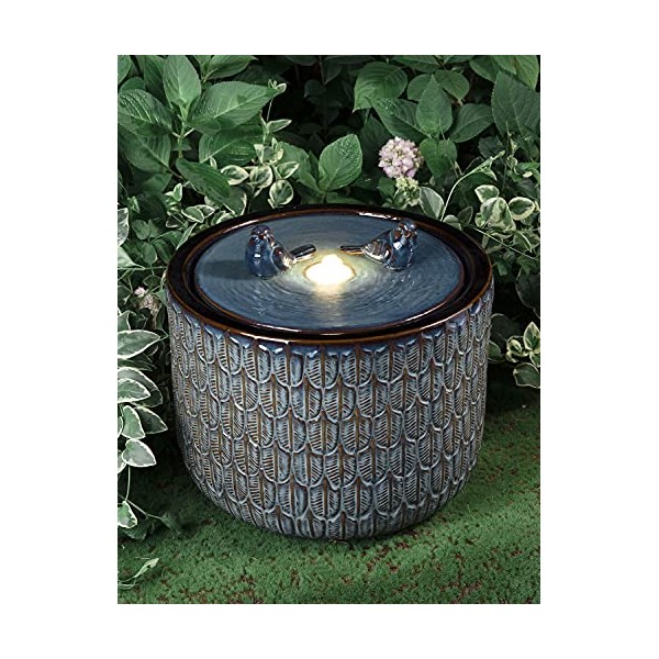 Glitzhome 14.75" H Garden Fountain with LED Lights and Pump,