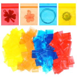 Heclia Small Zip Lock Bags 200 PCS Mini Plastic Colored Transparent Seal Lock Bags 1"x1" Thick 4 Mil Poly Resealable Strong Baggies Portable Pouches All Purpose Storage for Jewelry Snack Pills Beads