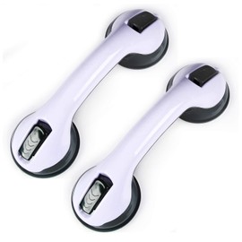 Pack of 2 Shower Handles, Suction Cup, Plastic Bath Handle (No Need to Drill), for Bathrooms, Non-Slip, Children and Disabled (Light Black)