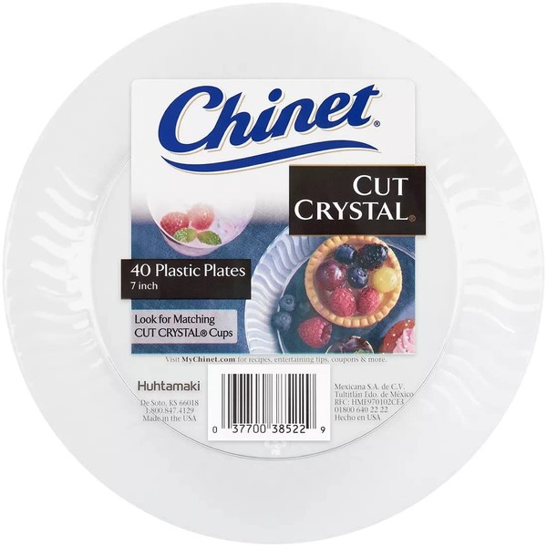 Chinet Cut Crystal Clear 7" inch Plastic Dessert Plates, 40 ct.