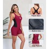 Halcurt Women's Boyleg One Piece Swimsuit with Pocket Racerback Athletic