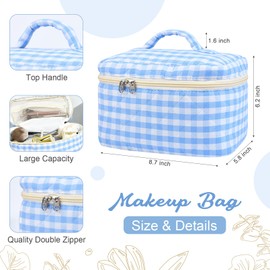 SOIDRAM Makeup Bag Quilted Makeup Bags Set Cute Large Cosmetic Bag for Women Girls Coquette Aesthetic Toiletry Bag Travel Make Up Organizer Skincare Bag