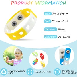 MTLEE 36 Pieces Silicone Charm Bracelet Wristbands Adjustable Cute Kids Bracelets for Boys and Girls Swimming Identify Shoe Charms Birthday Presents, 12 Colors (Classic Color, 7 Inch)