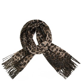 Glamexx24 Women's XXL Scarf Cuddly Warm Leopard Pattern 3 Coloured Fringe Poncho Scarf Oversized Blanket Scarf, brown