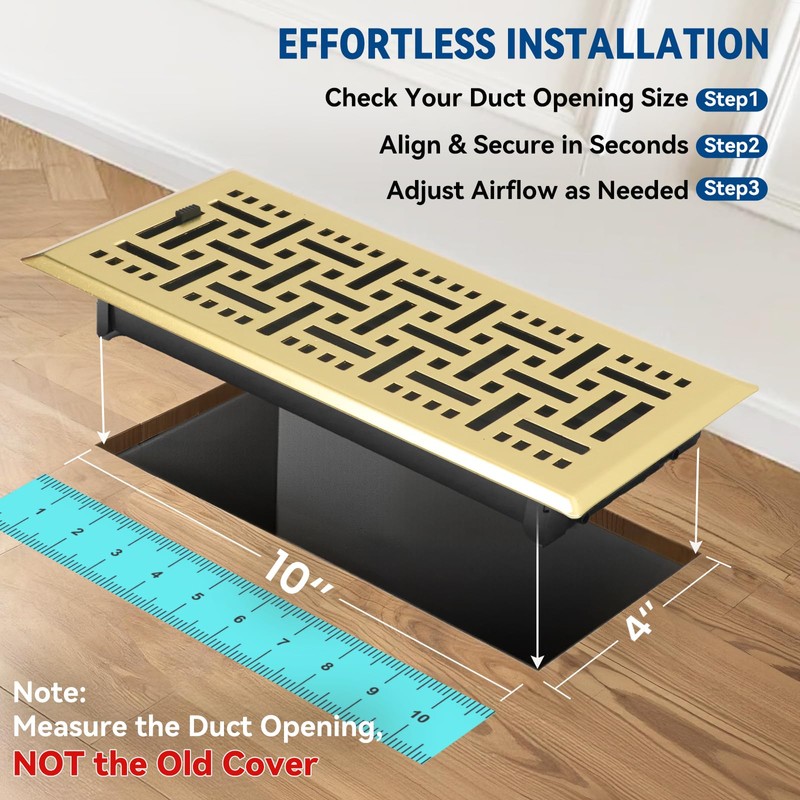Ventyun Electroplated Floor Register,4" x 10" 2 Pack,Walkable Metal Vent