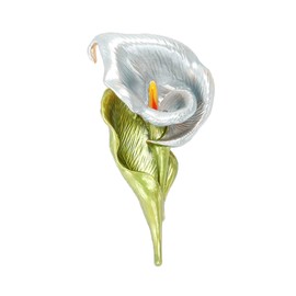 Teyolo Enamel Calla Lily Brooch for Women Blue Calla Lily Lapel Pin Elegant Flower Mother's Day Jewelry Gifts for Mom Wife