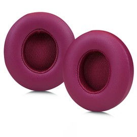 SINOWO Earpads Replacement for Beats Solo 2 & Solo 3 Wireless On-Ear Headphones,Solo2 Solo3 Ear Pads Cushions with Noise Isolation Memory Foam,Soft Protein Leather(Deep Red)